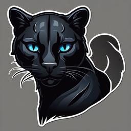 Panther cartoon - sleek, black cat  cartoon sticker style