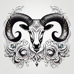 aries elements tattoo  simple color tattoo,white background