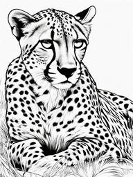 Cheetah Coloring Page - Fastest Land Predator  black outline printable coloring page