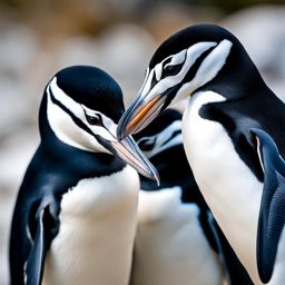 chinstrap penguins huddle 