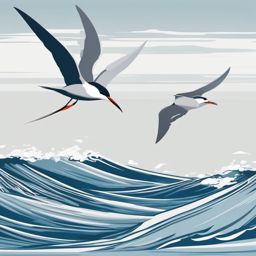 Tern Clipart - Tern bird diving into the ocean for a meal , minimal, 2d