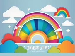 Congratulations clipart - congratulations with a rainbow in the background  color,minimalist,vector clipart