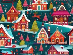 Santa's Village Celebration Background with Christmas Scenery Wallpaper iPhone wallpaper splash art, vibrant colors, intricate patterns