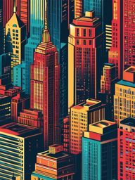 New York City clipart - Iconic cityscape of New York with skyline,  color clipart, vector art