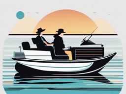 Pontoon Boat clipart - People on a leisurely ride in a pontoon boat., ,vector color clipart,minimal