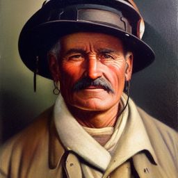 a portrait of an old coal miner in 19th century, beautiful painting with highly detailed face