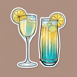 Champagne Cocktail Chic sticker- Sugar, bitters, and a lemon twist in a champagne flute, elevating the classic bubbly experience., , color sticker vector art