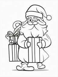 Santa with a Big Gift Bag Coloring Pages - Carrying Presents for Children Everywhere  minimal black outline printable sheet, coloring page