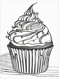 Cupcake Coloring Pages - Cupcake with chocolate drizzle  simple coloring pages