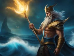 enigmatic triton sorcerer controlling the seas - create an artwork of an enigmatic triton sorcerer wielding power over the ocean's depths. 