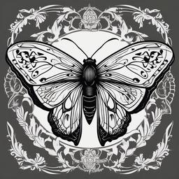 Goth Moth Tattoo - Infuse gothic aesthetics into your tattoo with a design featuring a dark and mysterious goth moth.  simple vector color tattoo, minimal, white background