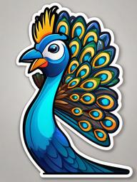 Peacock cartoon - bird with a fancy tail  cartoon sticker style