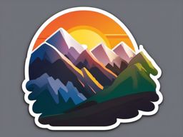 Sunrise over Mountains Emoji Sticker - Greeting the day with mountain majesty, , sticker vector art, minimalist design