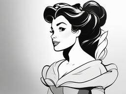 drawing of belle  minimal rough scribbles,doodles,black and white