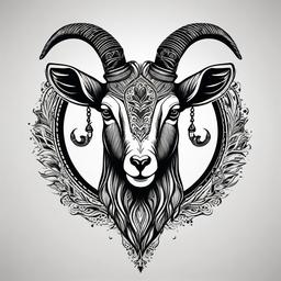 Cool Goat Tattoos - Tattoos with innovative and stylish goat designs.  simple color tattoo design,white background