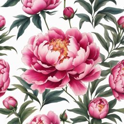 Peony tattoo, Tattoos featuring the vibrant and delicate peony flower. colors, tattoo patterns, clean white background