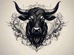 Black Bull insignia ink. Unruly magic spirit.  minimal color tattoo design