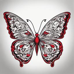 red butterfly outline tattoo  