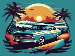 Vintage Surfing Vibes - Capture the laid-back vibes of the retro surf scene on your tee. , vector art, splash art, retro t shirt design