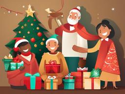 Happy Holidays clipart - family celebrating together during holidays  