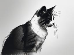 sketch drawing of a cat  minimal rough sketch scribbles,doodles,black and white