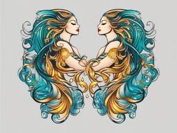 aquarius gemini tattoo designs  simple vector color tattoo