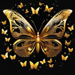 Butterfly Background Wallpaper - golden butterfly black background  