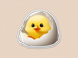 Chick Sticker - A fluffy chick peeping out of an eggshell. ,vector color sticker art,minimal
