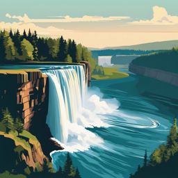 Niagara Falls clipart - Majestic waterfall at the US-Canada border, ,color clipart vector style