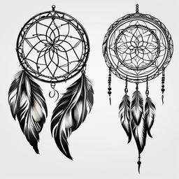 Dream Catcher Tattoo Pictures - Photorealistic representation of dream catcher tattoos.  simple vector tattoo,minimalist,white background