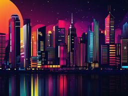 Cool Wallpapers for iPhone - Vibrant City Skyline at Night wallpaper, abstract art style, patterns, intricate