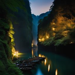 takachiho gorge - imagine the mesmerizing takachiho gorge at night, where boats are rowed through the gorge with torches, casting dancing shadows on the cliffs. 