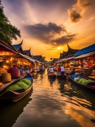 shop for magical goods in the bustling marketplace on boats at the floating market of dreams. 