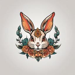 rabbit tattoo traditional  minimalist color tattoo, vector