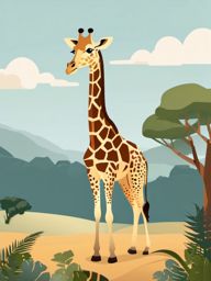 Giraffe clipart - Tallest land animal with a long neck and spotted coat, ,color clipart vector style