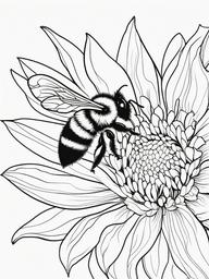 Bumble Bee Coloring Pages - Bumble Bee on a flower  simple coloring pages