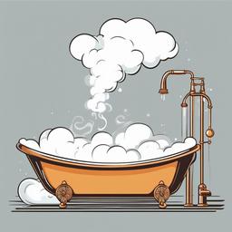 Bath with steam rising clipart.  vector style illustration, white background