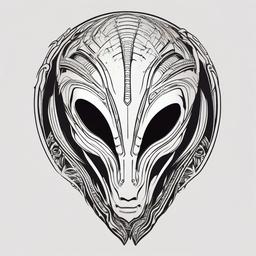 Alien Head Tattoo Design - Unique and artistic design featuring an alien head.  simple color tattoo,vector style,white background