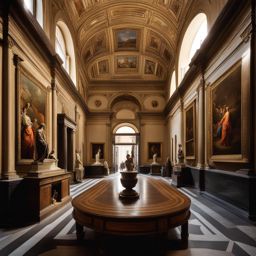 neoclassical museums, with grand porticos, house priceless artworks in florence, italy. 