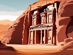 Petra clipart - Archaeological site in Jordan's southwestern desert, ,color clipart vector style