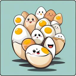 Egg clipart - cartoon egg with funny expressions  color,minimalist,vector clipart