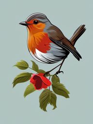 Robin clipart - Small bird with a distinctive red breast taking flight, ,color clipart vector style