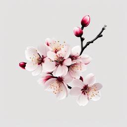 Cherry Blossom Japanese Tattoo - Japanese-style tattoo featuring cherry blossoms.  simple color tattoo,minimalist,white background