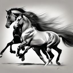 pencil sketches of horses running  minimal rough sketch scribbles,doodles,black and white