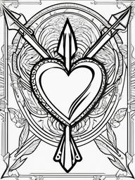 Heart and Arrow Tattoo Coloring Pages - Heart Tattoo with Arrow Design  minimal black outline printable sheet, coloring page