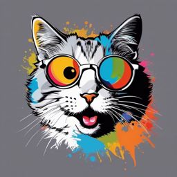 Funny Cat - This furry comedian's delightful humor brightens up any room and adds joy to your day. , vector art, splash art, t shirt design