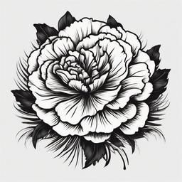 Black Carnation Tattoo,Mystery and intrigue evoked by a black carnation tattoo, a unique and enigmatic choice.  simple color tattoo,minimal vector art,white background