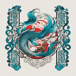 aquarius chinese tattoo  simple vector color tattoo