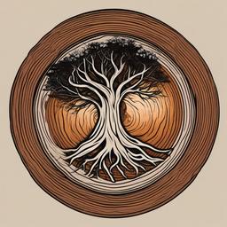 tree ring tattoo  simple vector color tattoo