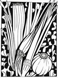 Vegetable Coloring Pages - Leeks with long green stalks  simple coloring pages